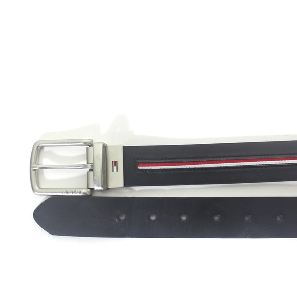 1980’s-90’s 31”-37” Reversible TOMMY HILFIGER Vintage Black & Brown Leather Belt - Picture 2 of 10